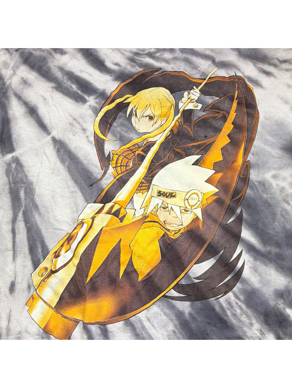 Crunchyroll Soul Eater Gray Tie-Dye Graphic T-Shirt L 100% Cotton Maka